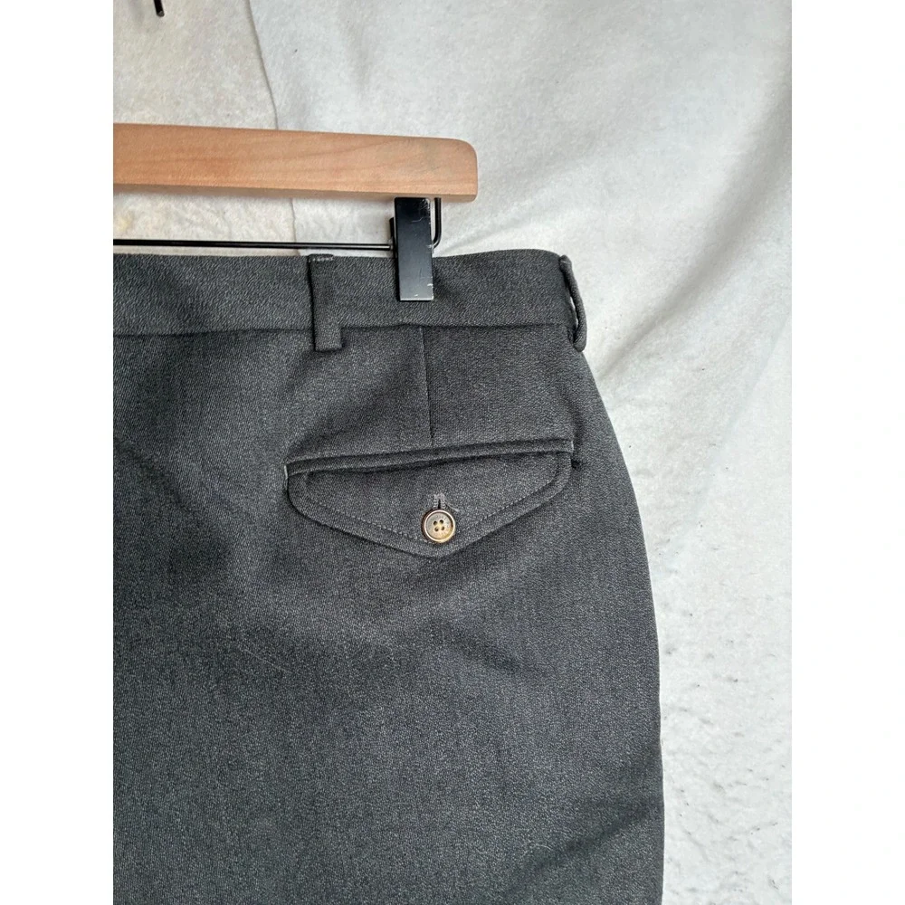 Orvis Mens 38 100% Wool Dress Pants Gray Flat Front Straight Leg USA Made